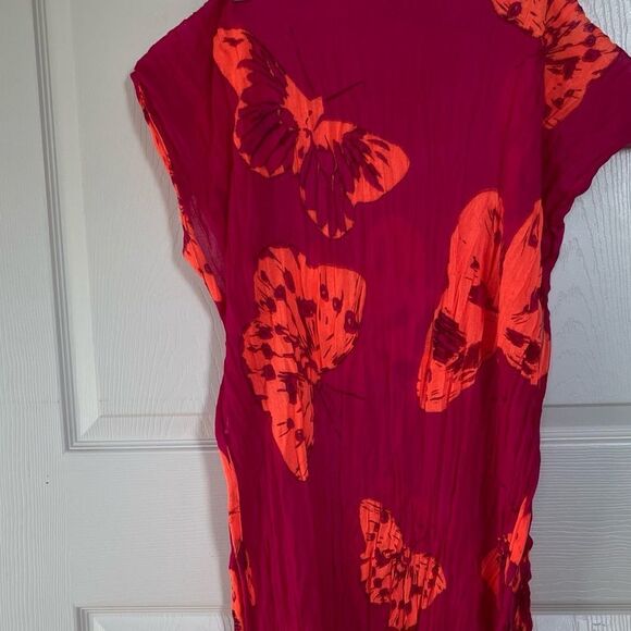 Fuchsia/Bright Pink and Orange Butterfly Scarf - Picture 7 of 10